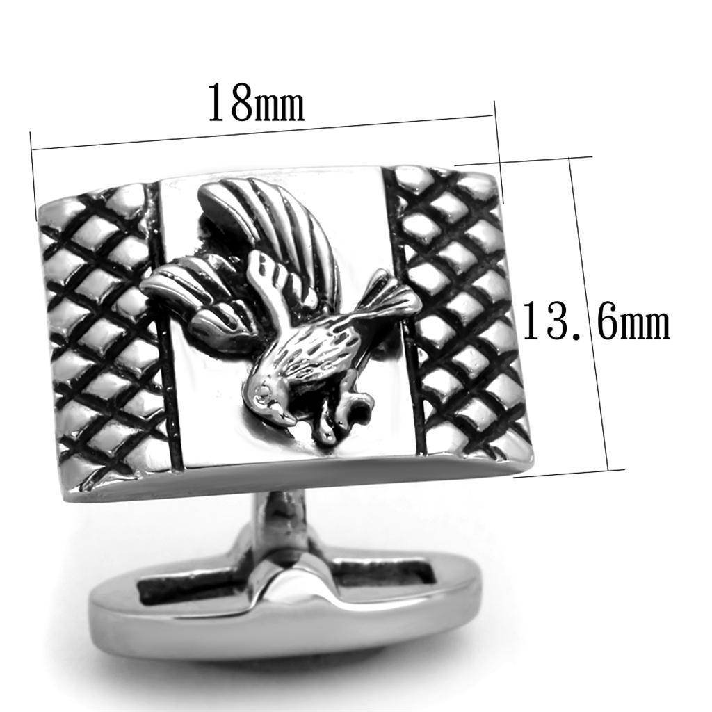 Silver cufflinks for mens with bird design, perfect for formal occasions