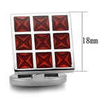 VacationGrabs men's red square cufflinks for mens, polished metal, formal wear