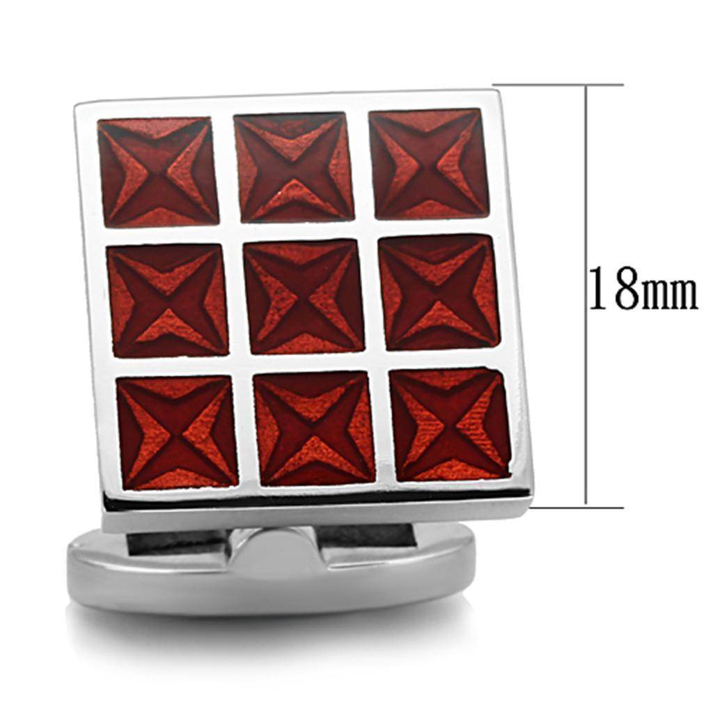 VacationGrabs men's red square cufflinks for mens, polished metal, formal wear
