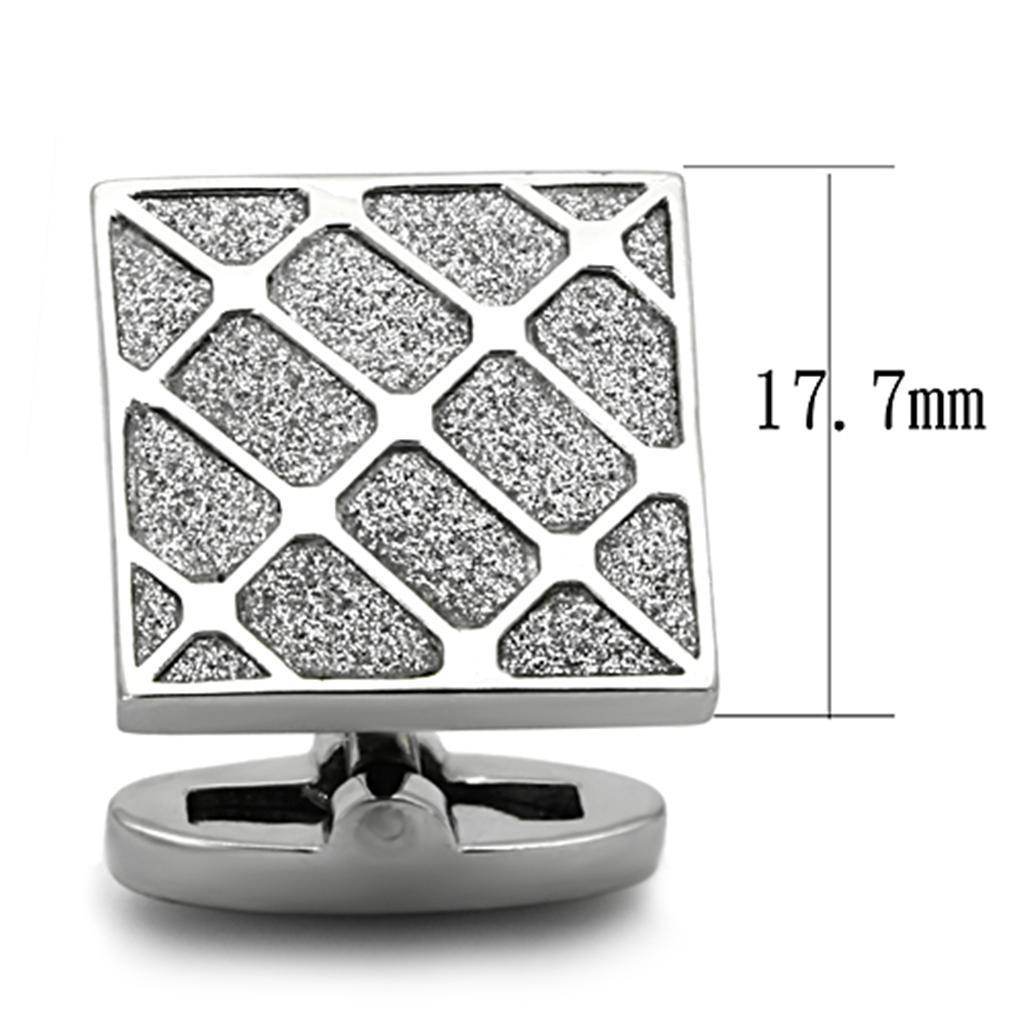 Silver geometric cufflinks for mens in polished metal, perfect for formal occasions