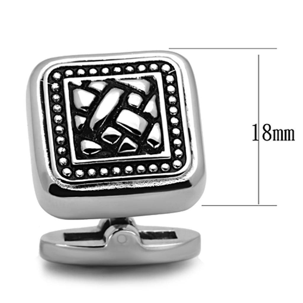 VacationGrabs cufflinks for mens, square shape, silver tone, formal wear