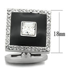 Black and silver cufflinks for mens with crystal accents for formal wear