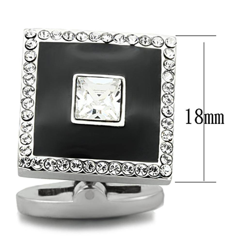 Black and silver cufflinks for mens with crystal accents for formal wear