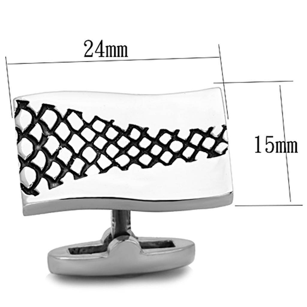 Men's silver cufflinks with fishnet design for formal occasions