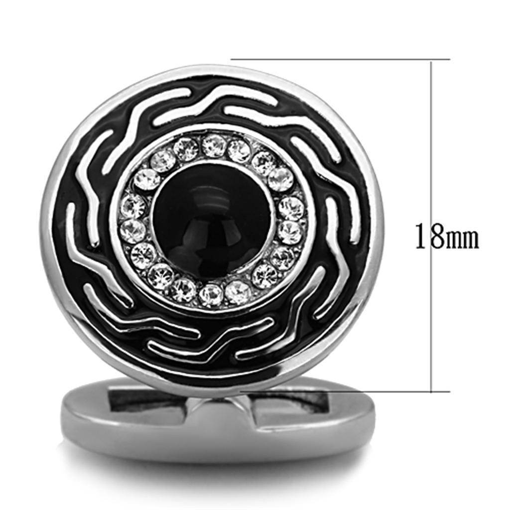 Black and silver cufflinks men's with crystal detailing, stylish accessory for formal wear