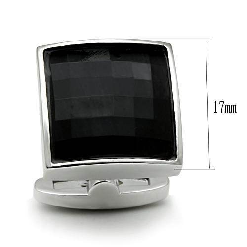 Men's square black cufflinks men's in polished silver for formal wear