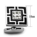 Men's cufflinks in silver with black accents and square design