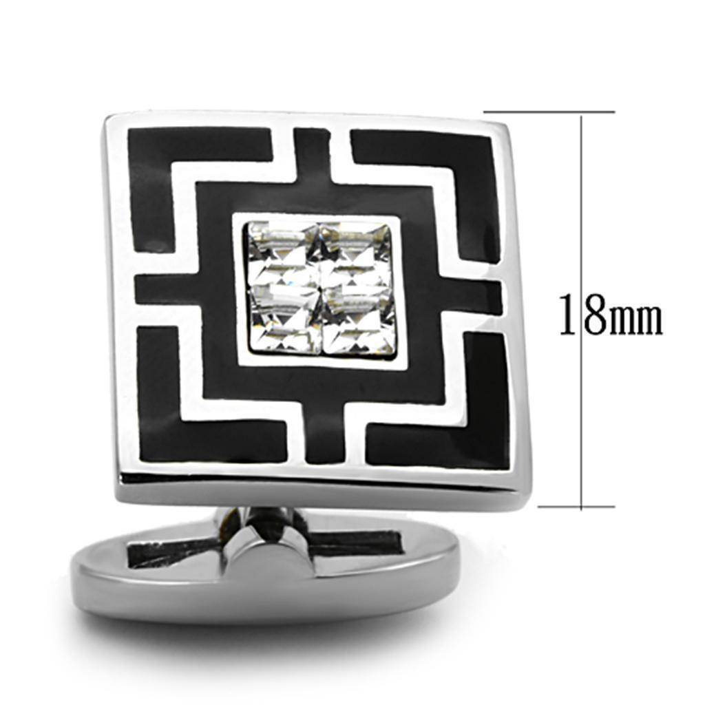 Men's cufflinks in silver with black accents and square design