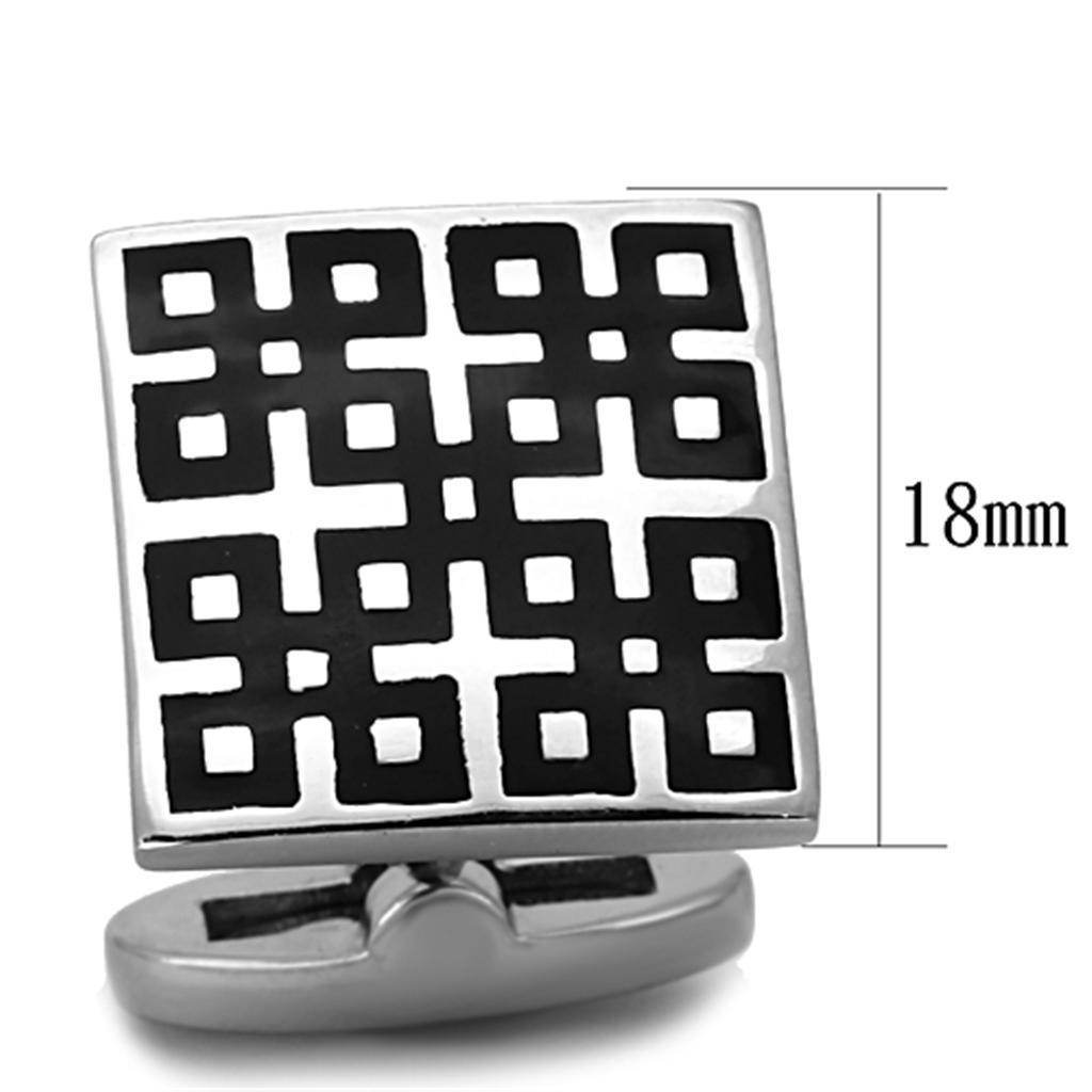 Silver and black geometric cufflinks men's for formal attire