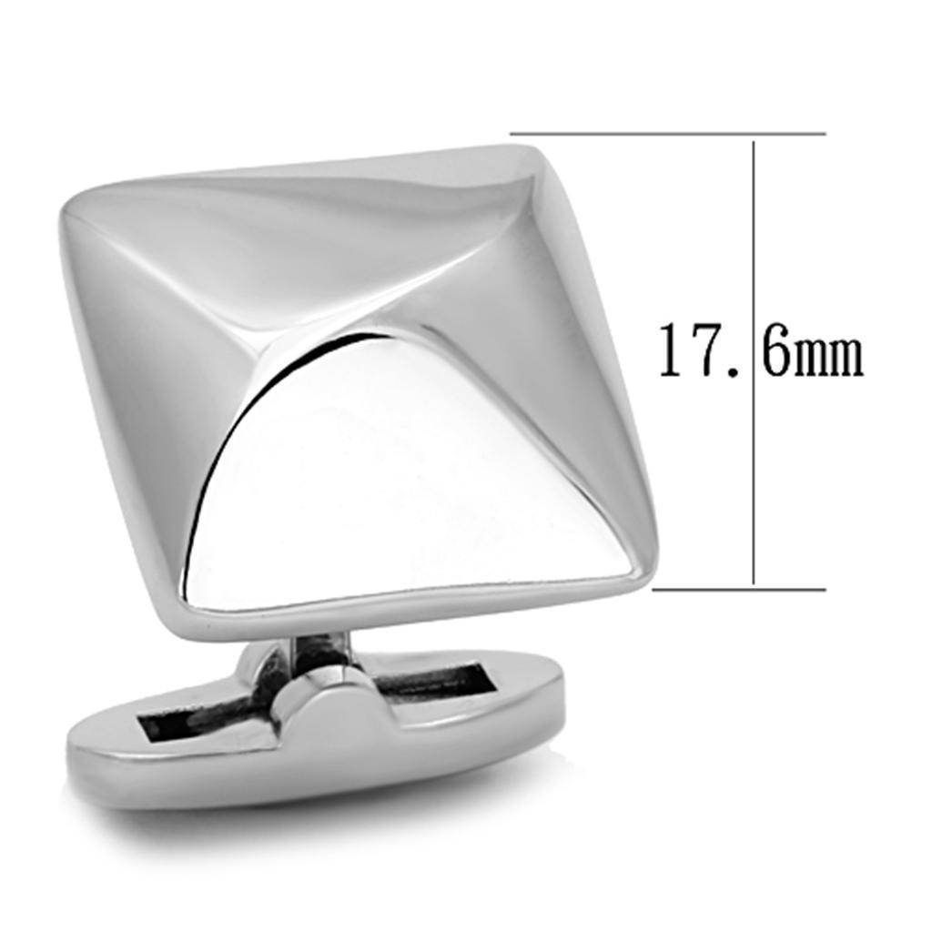 Silver square cufflinks men's, stainless steel for formal occasions