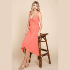 Culture Code Ruffle Detail Surplice Wrap Slip Dress - VacationGrabs