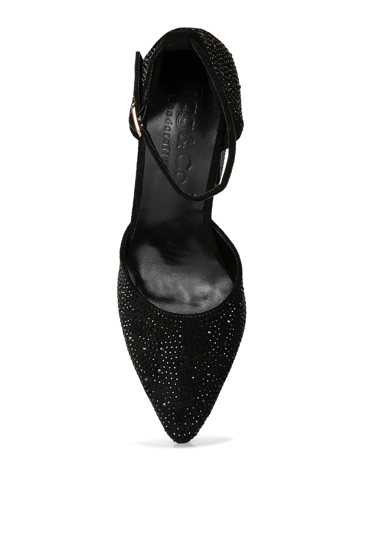 Culver Microfiber Diamante Block Heeled Sandal