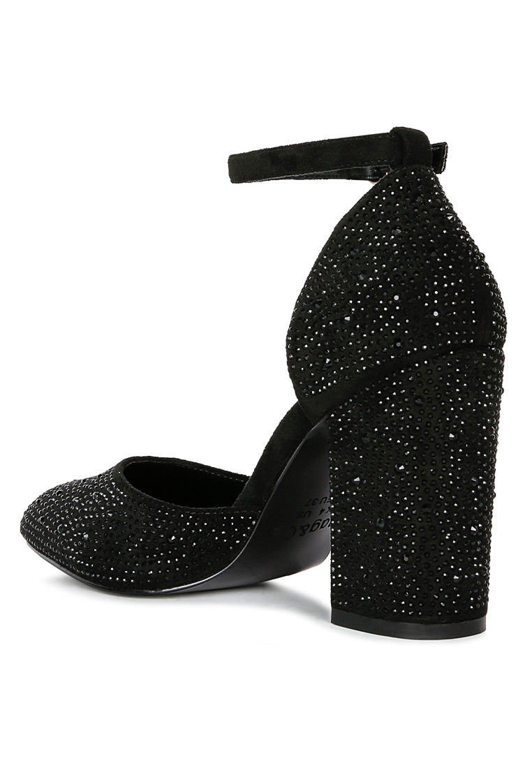 Culver Microfiber Diamante Block Heeled Sandal