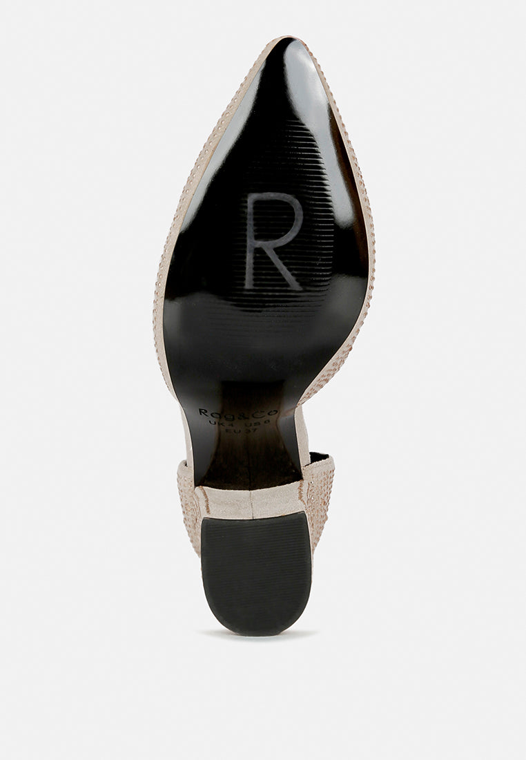 Culver Microfiber Diamante Block Heeled Sandal