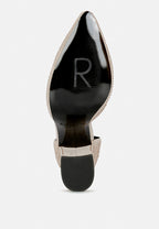Culver Microfiber Diamante Block Heeled Sandal