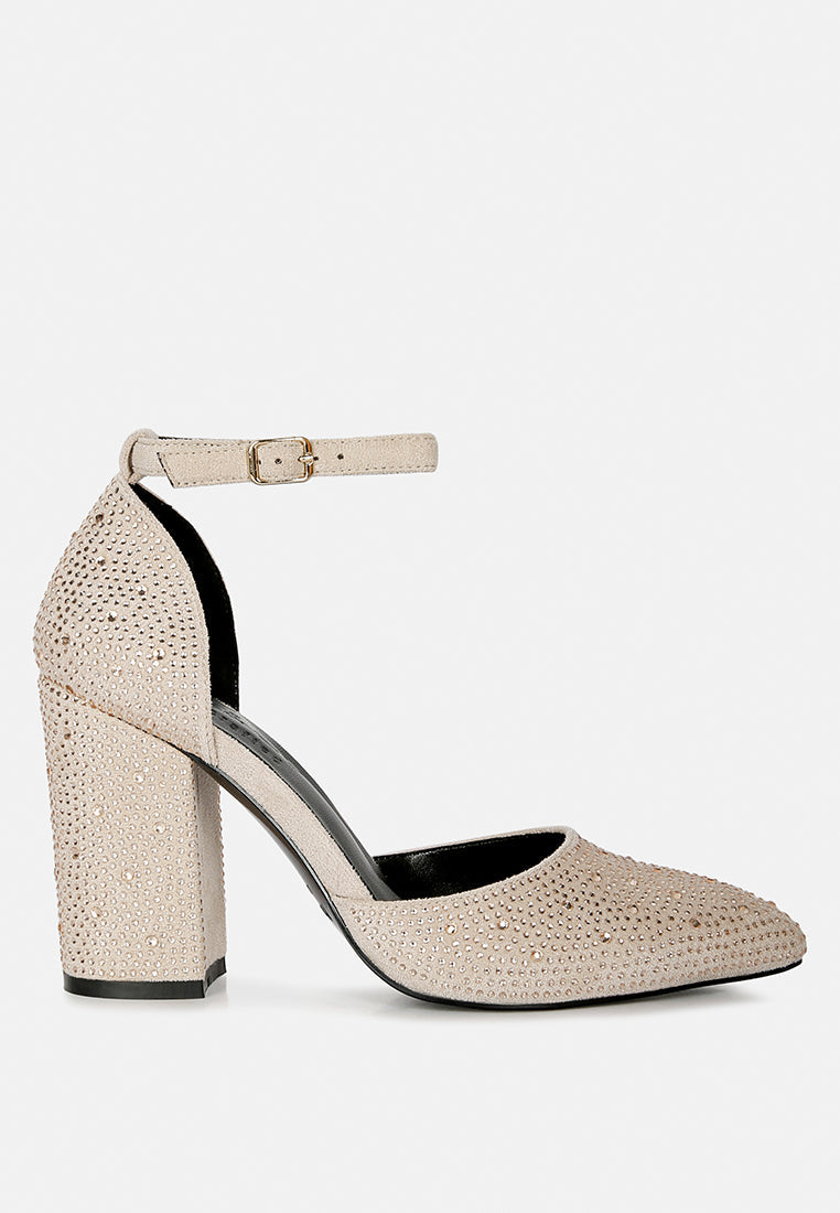 Culver Microfiber Diamante Block Heeled Sandal