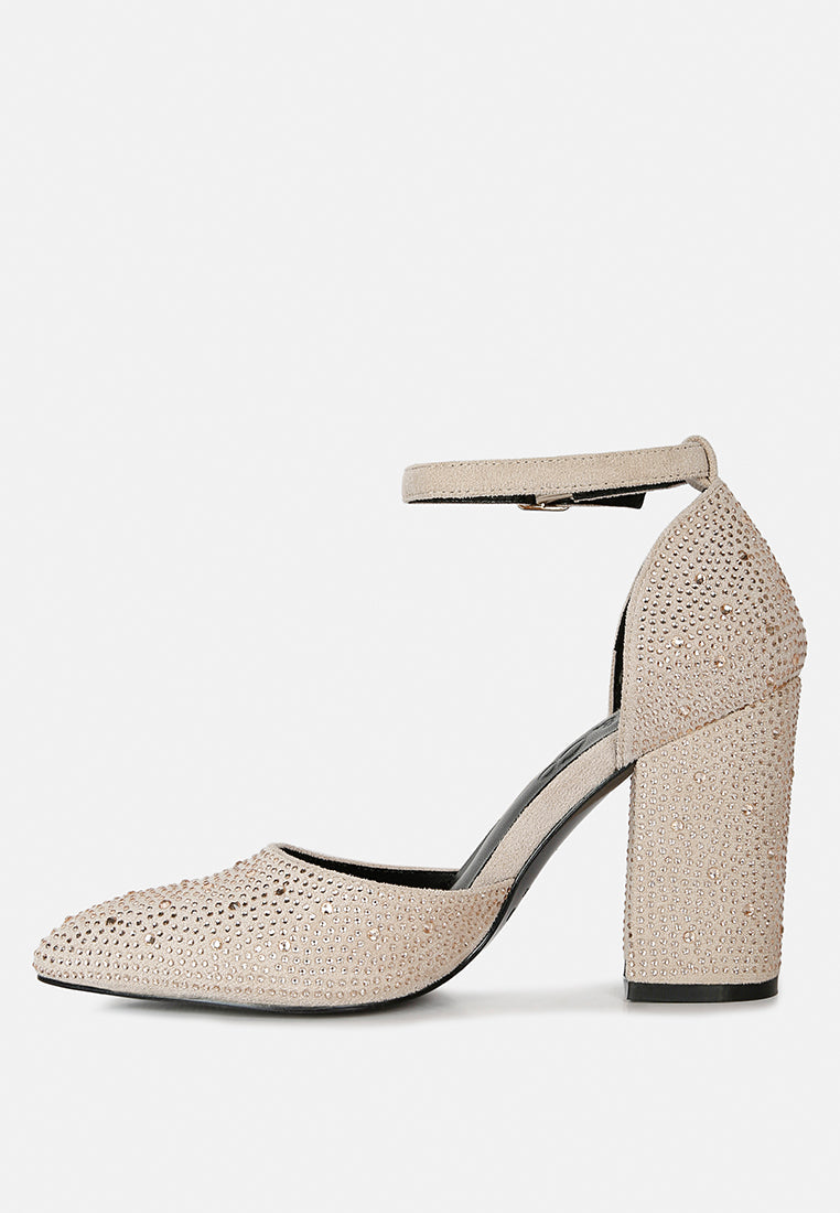 Culver Microfiber Diamante Block Heeled Sandal