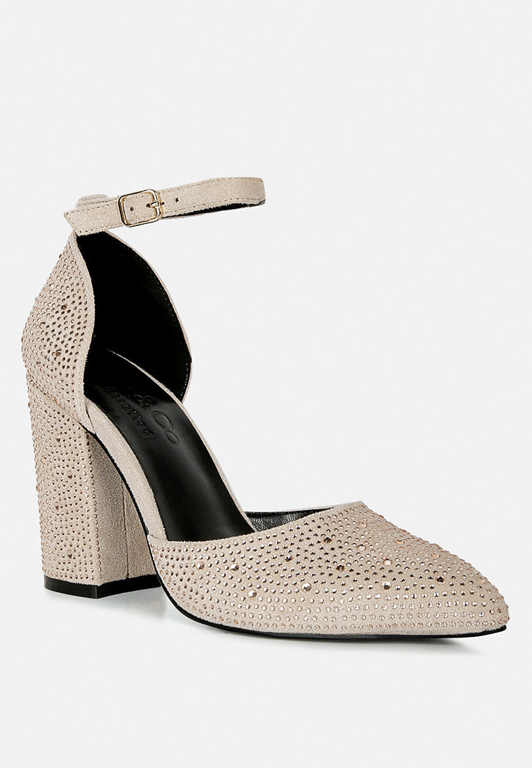 Culver Microfiber Diamante Block Heeled Sandal