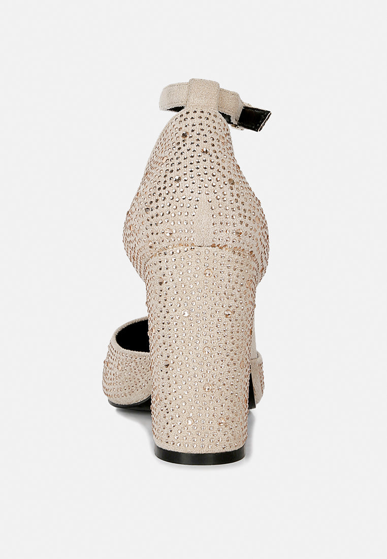 Culver Microfiber Diamante Block Heeled Sandal