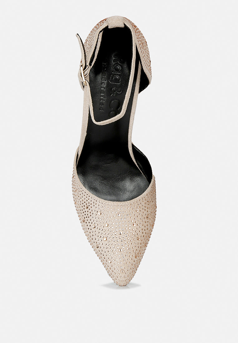 Culver Microfiber Diamante Block Heeled Sandal