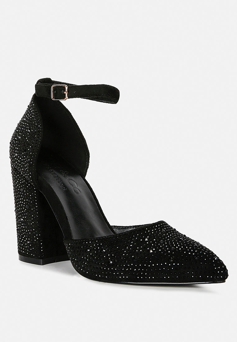 Culver Microfiber Diamante Block Heeled Sandal