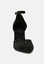 Culver Microfiber Diamante Block Heeled Sandal
