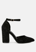 Culver Microfiber Diamante Block Heeled Sandal