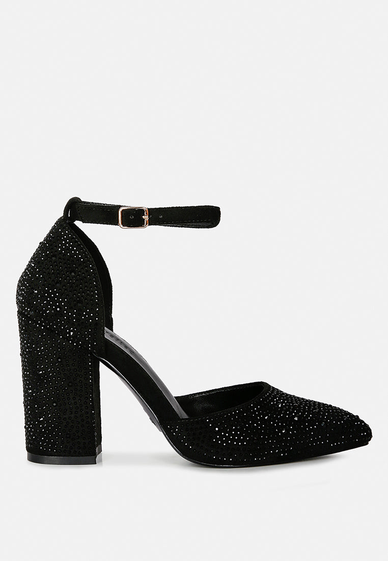 Culver Microfiber Diamante Block Heeled Sandal