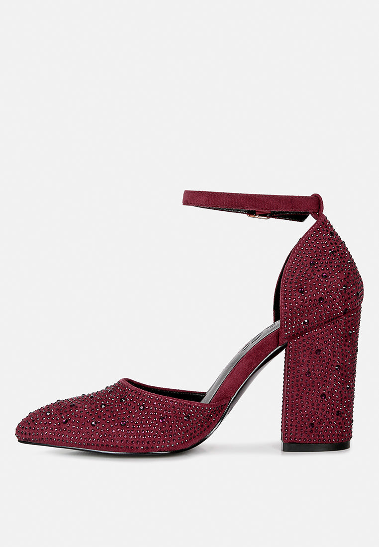 Culver Microfiber Diamante Block Heeled Sandal
