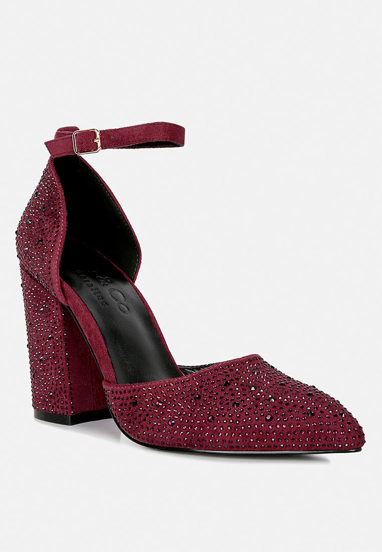 Culver Microfiber Diamante Block Heeled Sandal