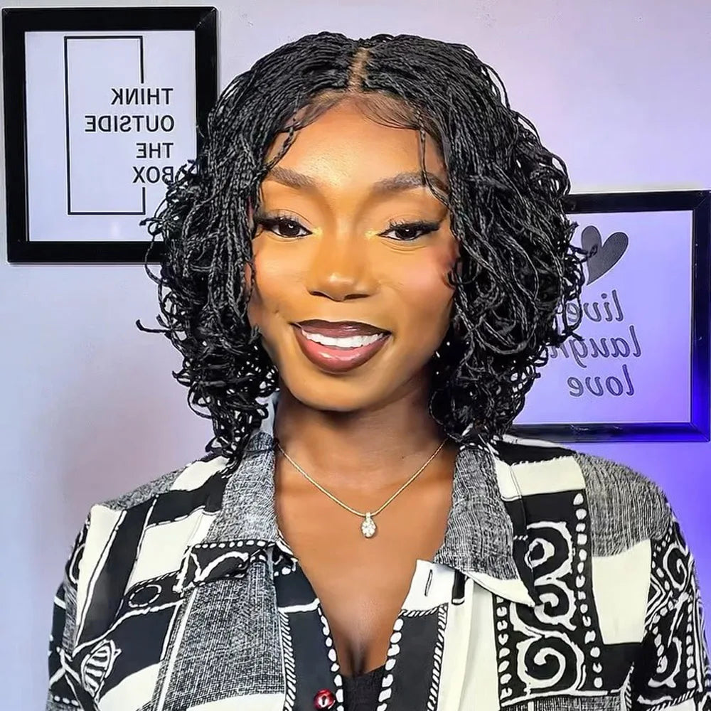 Curly bob wig in natural black for stylish everyday wear