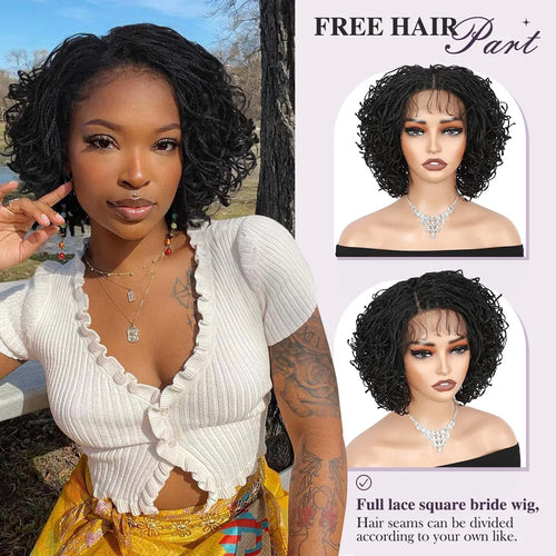 Curly bob wig, black, full lace, versatile styling options