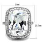 Cushion cut silver cocktail ring with a large center stone and sparkling accents for a stunning look