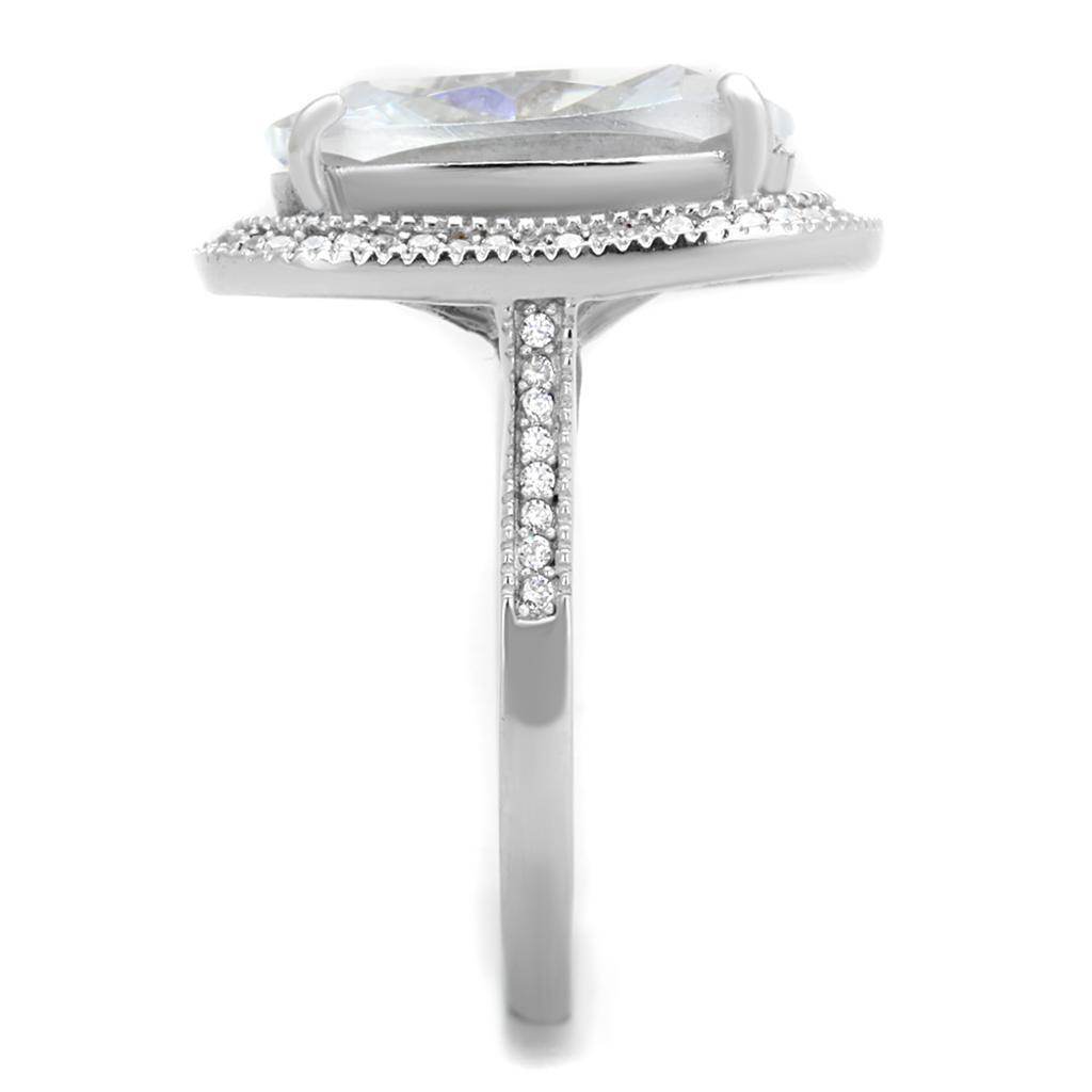 Cushion cut silver cocktail ring with sparkling details for elegant evening wear