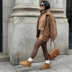 CUSHIONAIRE Hip 100% Genuine Leather Suede Cozy Ankle Boots for Women – close-up upper detail