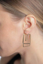 Bella Chic cut out geometric earrings for women in gold with a modern design