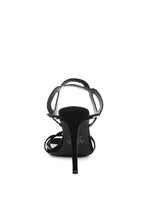 Black cut out stiletto heel sandals for elegant occasions