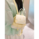 Cute cheese backpack in yellow and white design, perfect for fashion-forward enthusiasts