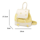 Cute cheese backpack in yellow and white with playful dot design and adjustable straps