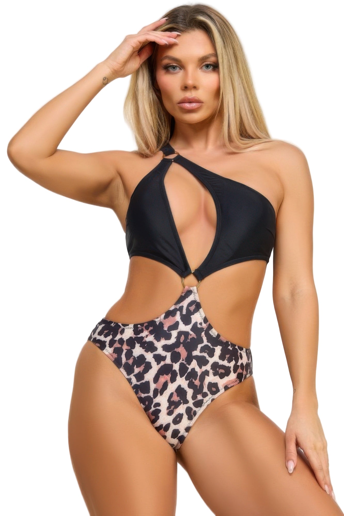 Cutout leopard swimwear for women by VacationGrabs featuring a stylish one-piece design
