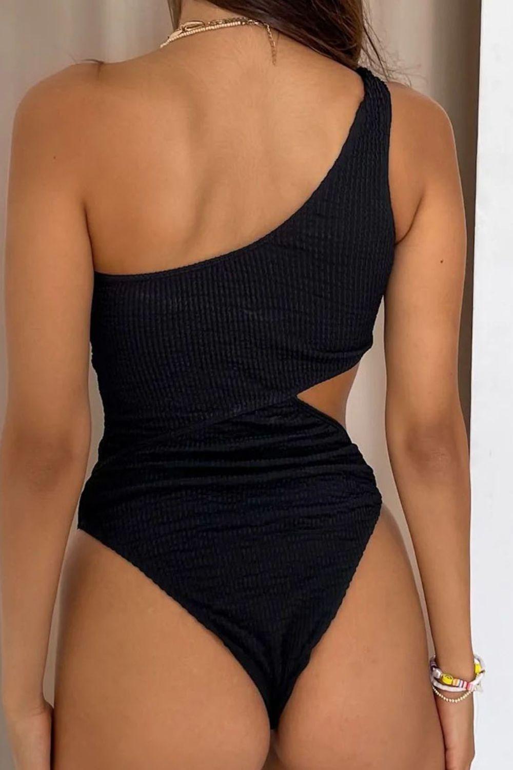 Women's Swimwear - 1PC Cutout Single Shoulder One-Piece Swimwear