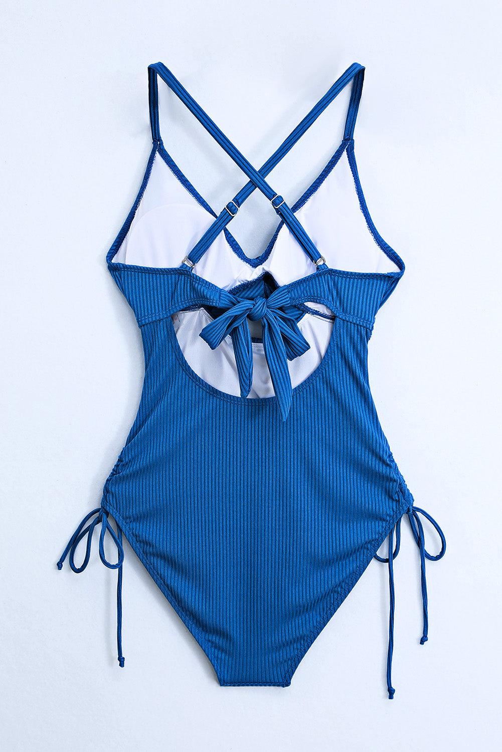 Women's Swimwear - 1PC Cutout V-Neck Spaghetti Strap One-Piece Swimwear