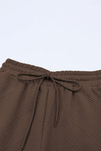 Solid Textured T-Shirt and Drawstring Pants Set