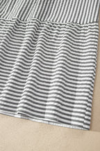 Stripe Contrast V-Neck Flutter Sleeve Midi Dress