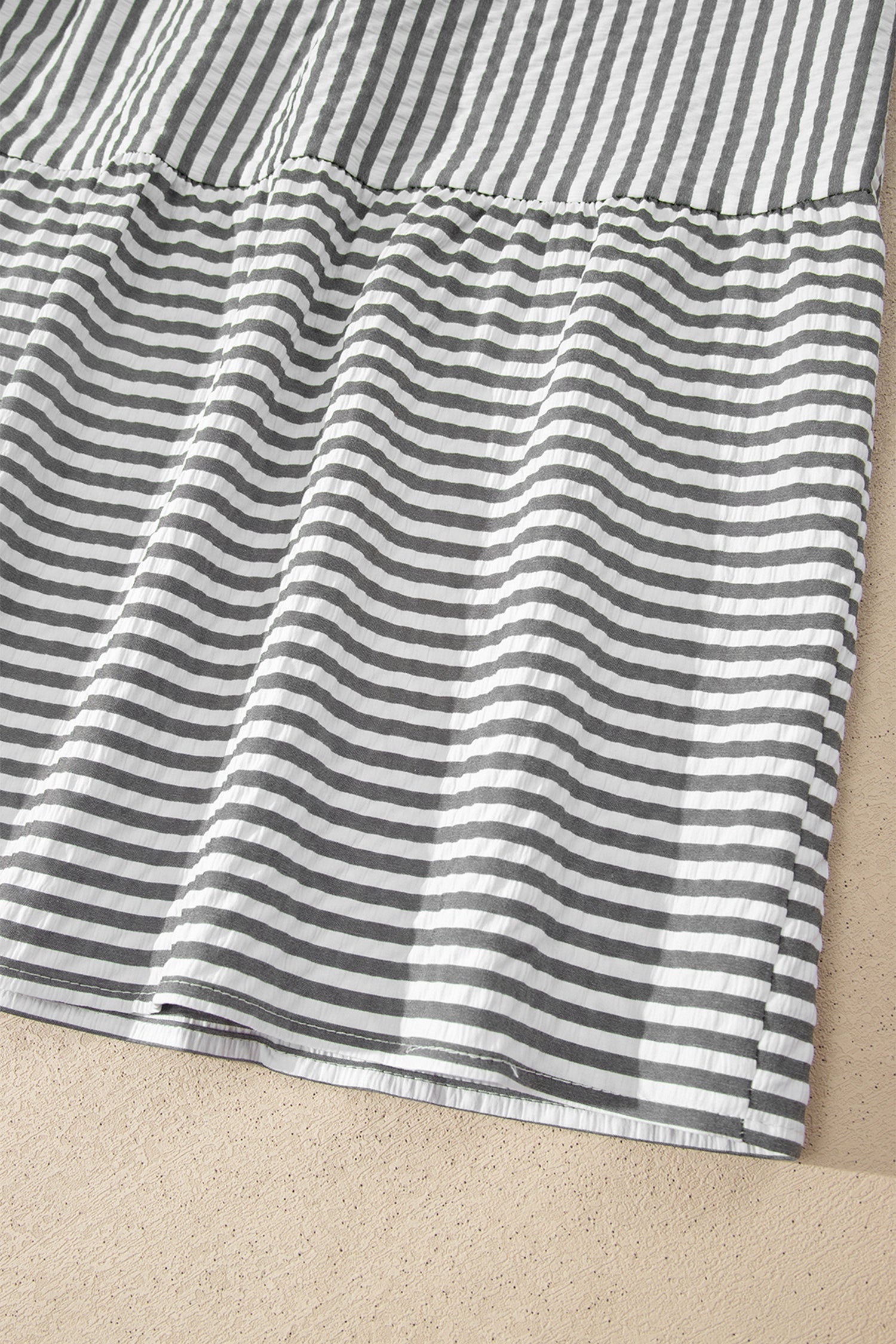 Stripe Contrast V-Neck Flutter Sleeve Midi Dress