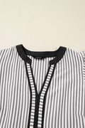 Stripe Contrast V-Neck Flutter Sleeve Midi Dress