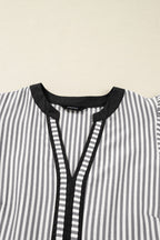 Stripe Contrast V-Neck Flutter Sleeve Midi Dress