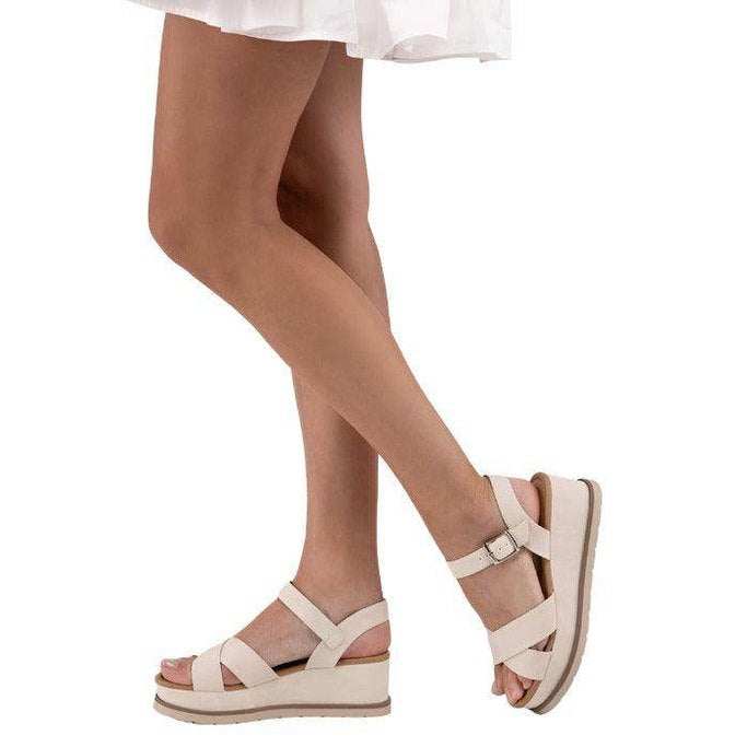 Cross Strap Wedge Sandals - VacationGrabs