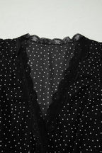 Polka Dot Lace Trim Wrap Mini Dress