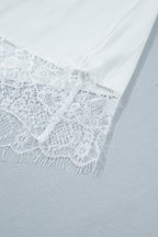 Solid Asymmetric Lace Hem Patchwork T-Shirt